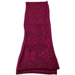 Auth Louis Vuitton Burgundy Mohair LV Monogram Sunset Stole Muffler Scarf Ex++